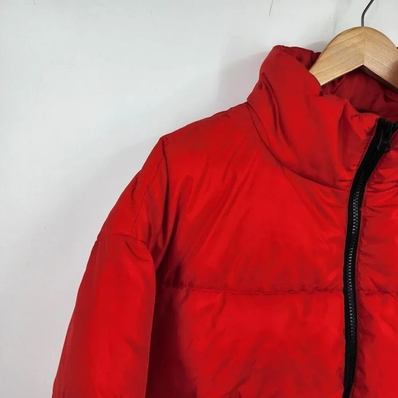 BP Nordstrom Puffer Warm Oversized Long Sleeve Jacket in Red Goji Size S NWT - Picture 5 of 11